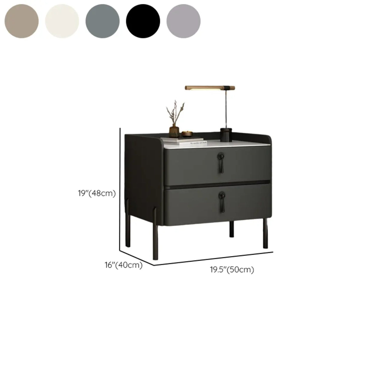 Glam Modern Khaki Nightstand with Gold Legs and Drawers Image - 18