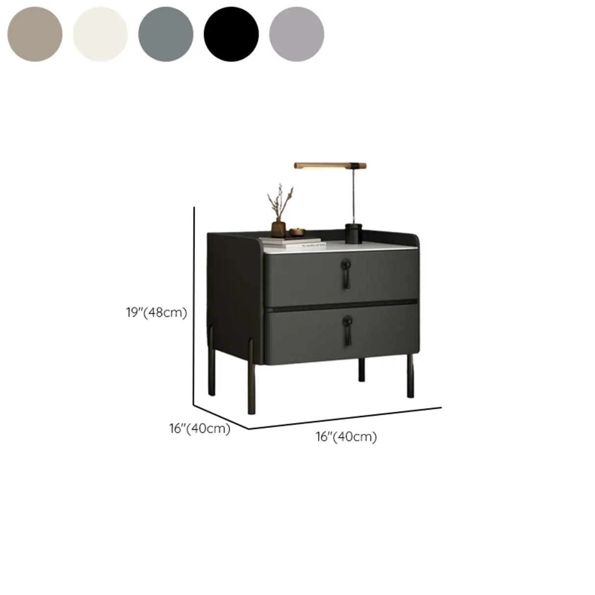 Glam Modern Khaki Nightstand with Gold Legs and Drawers Image - 19