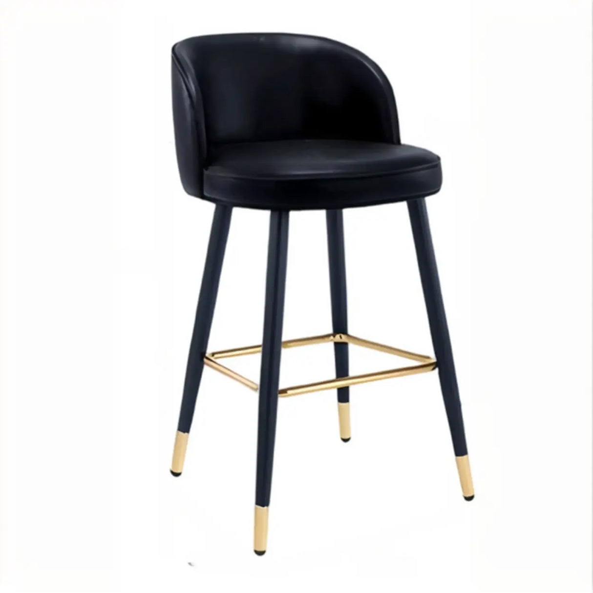 Glam Modern Low Back Upholstered Bucket Bar Stool with Footrest Image - 2