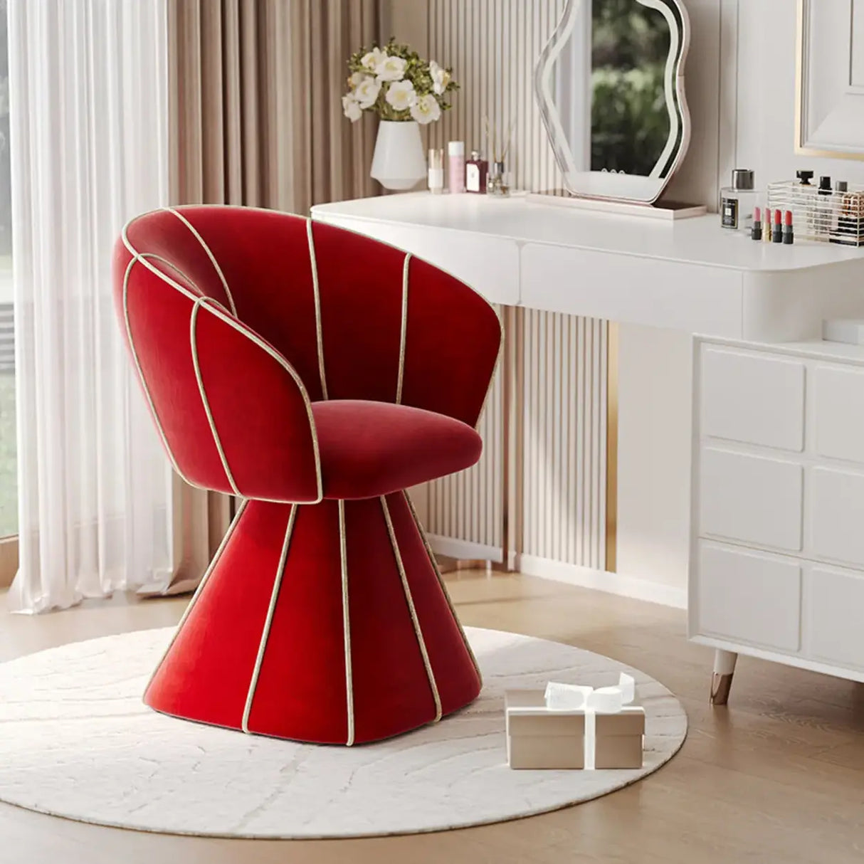 Glam Modern Sherpa Upholstered Barrel Low Back Accent Chair Image - 12