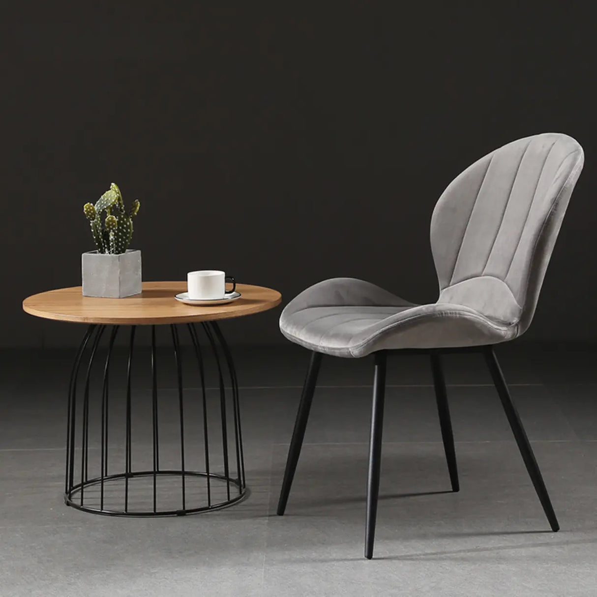 Glam Modern Velvet Accent Chair with Side Dining Chair Image - 1