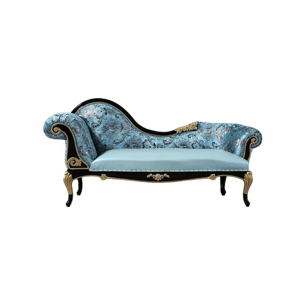 Glam One Arm Floral Curved Velvet Relaxing Chaise Lounge Image - 10