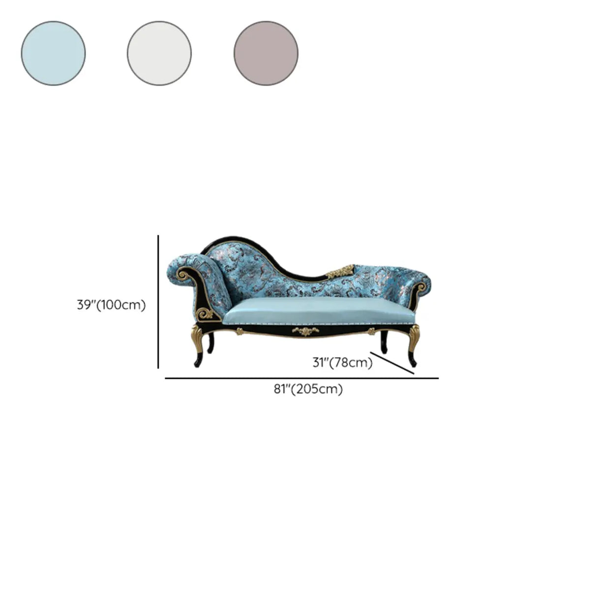 Glam One Arm Floral Curved Velvet Relaxing Chaise Lounge