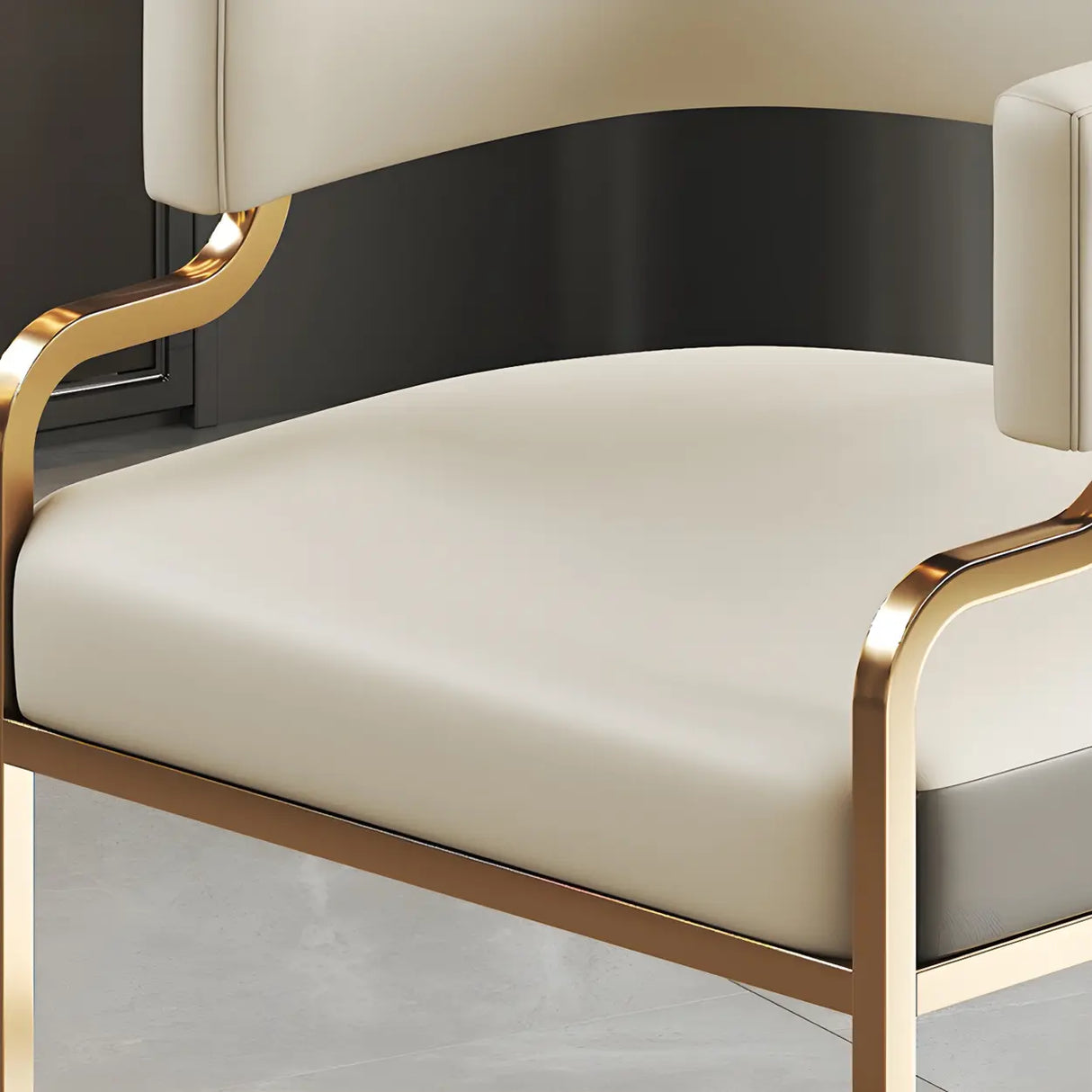 Glam Open Back Faux Leather Upholstered Arm Chair Image - 13