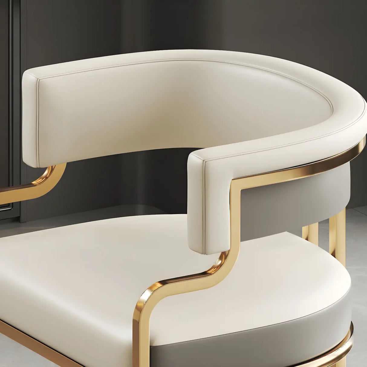 Glam Open Back Faux Leather Upholstered Arm Chair Image - 15