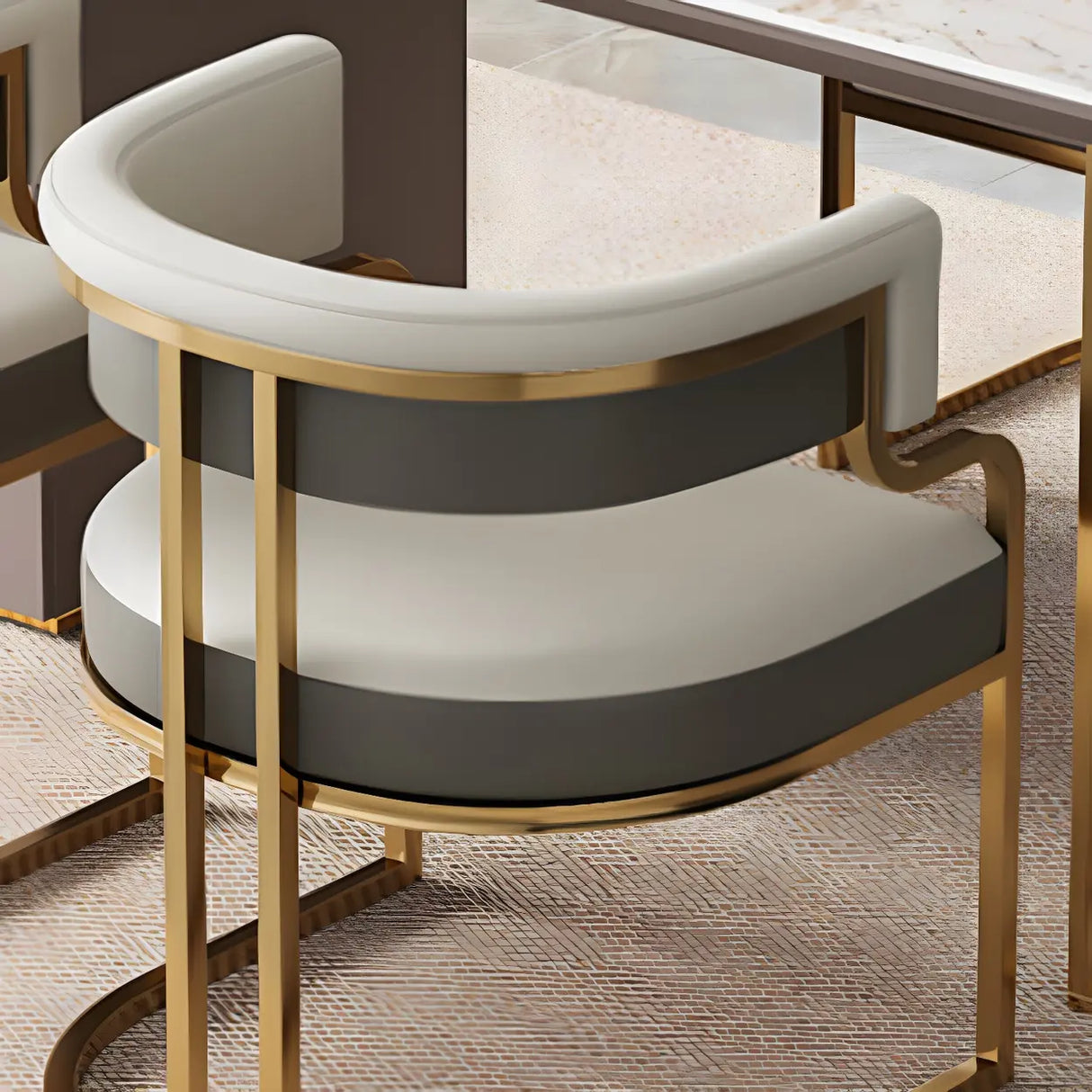 Glam Open Back Faux Leather Upholstered Arm Chair Image - 17