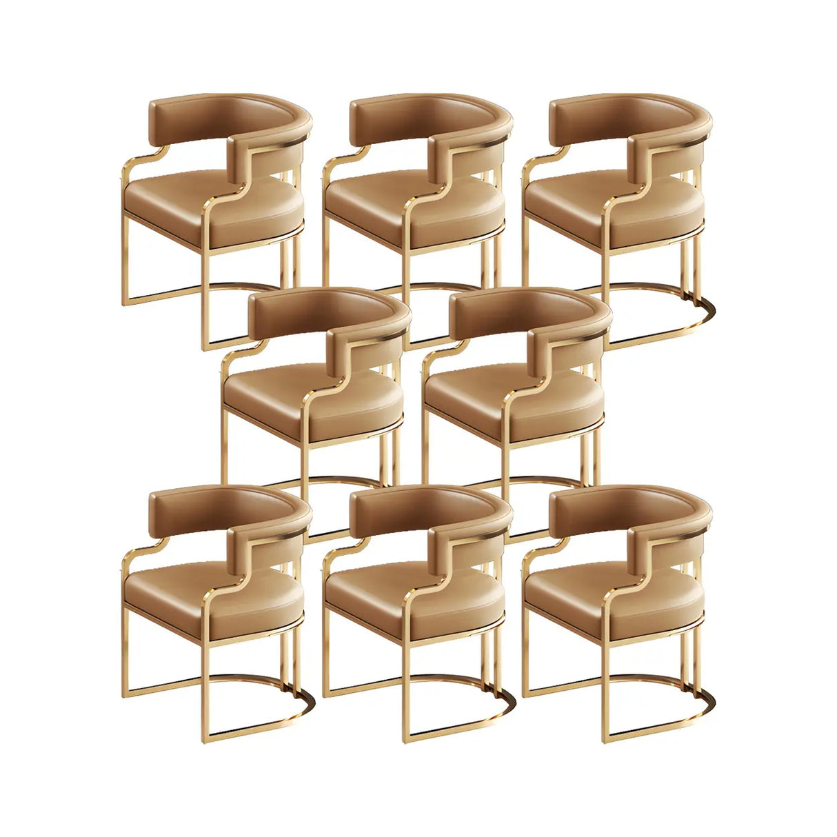 Glam Open Back Faux Leather Upholstered Arm Chair Image - 18