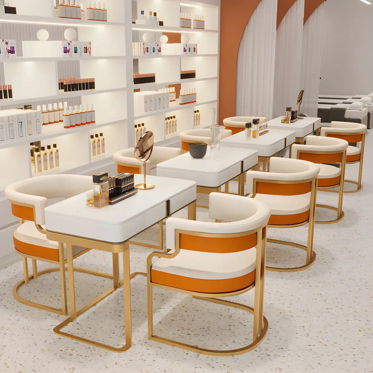 Glam Open Back Faux Leather Upholstered Arm Chair Image - 19