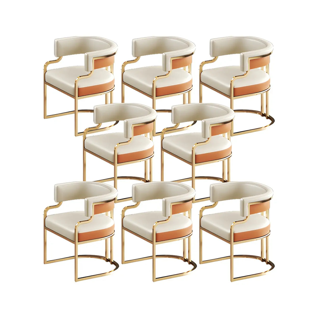 Glam Open Back Faux Leather Upholstered Arm Chair Image - 24