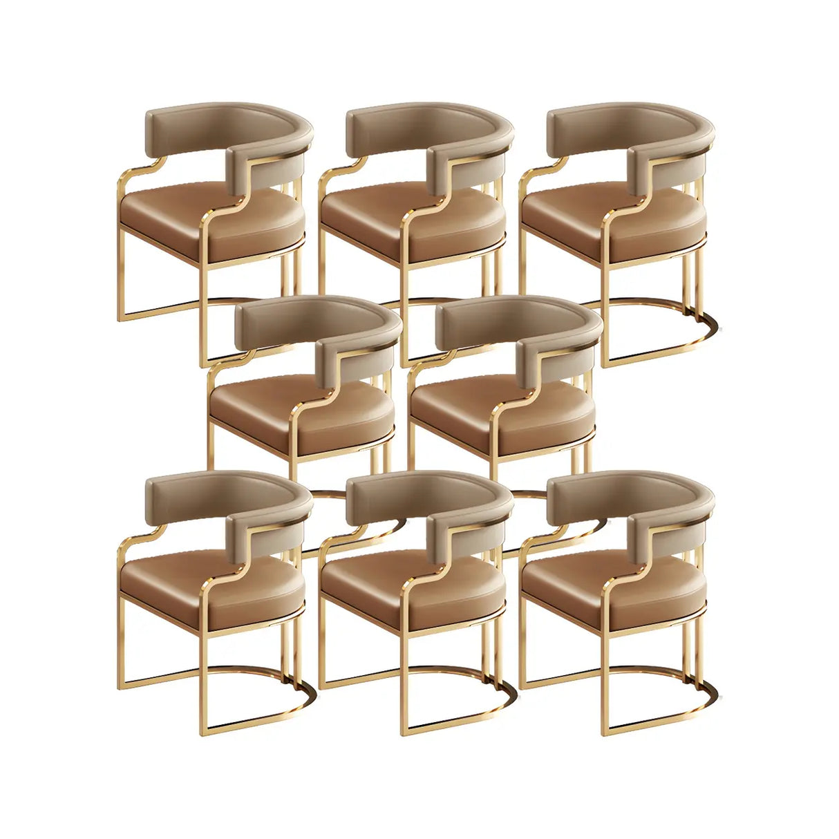 Glam Open Back Faux Leather Upholstered Arm Chair Image - 39