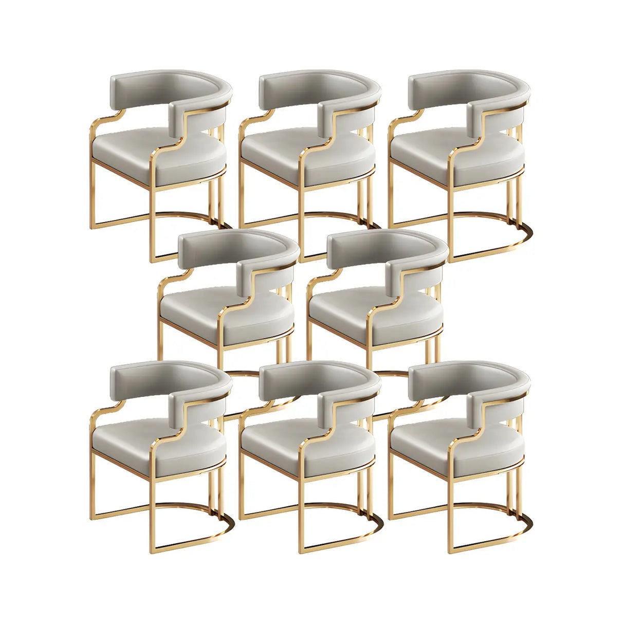 Glam Open Back Faux Leather Upholstered Arm Chair Image - 44