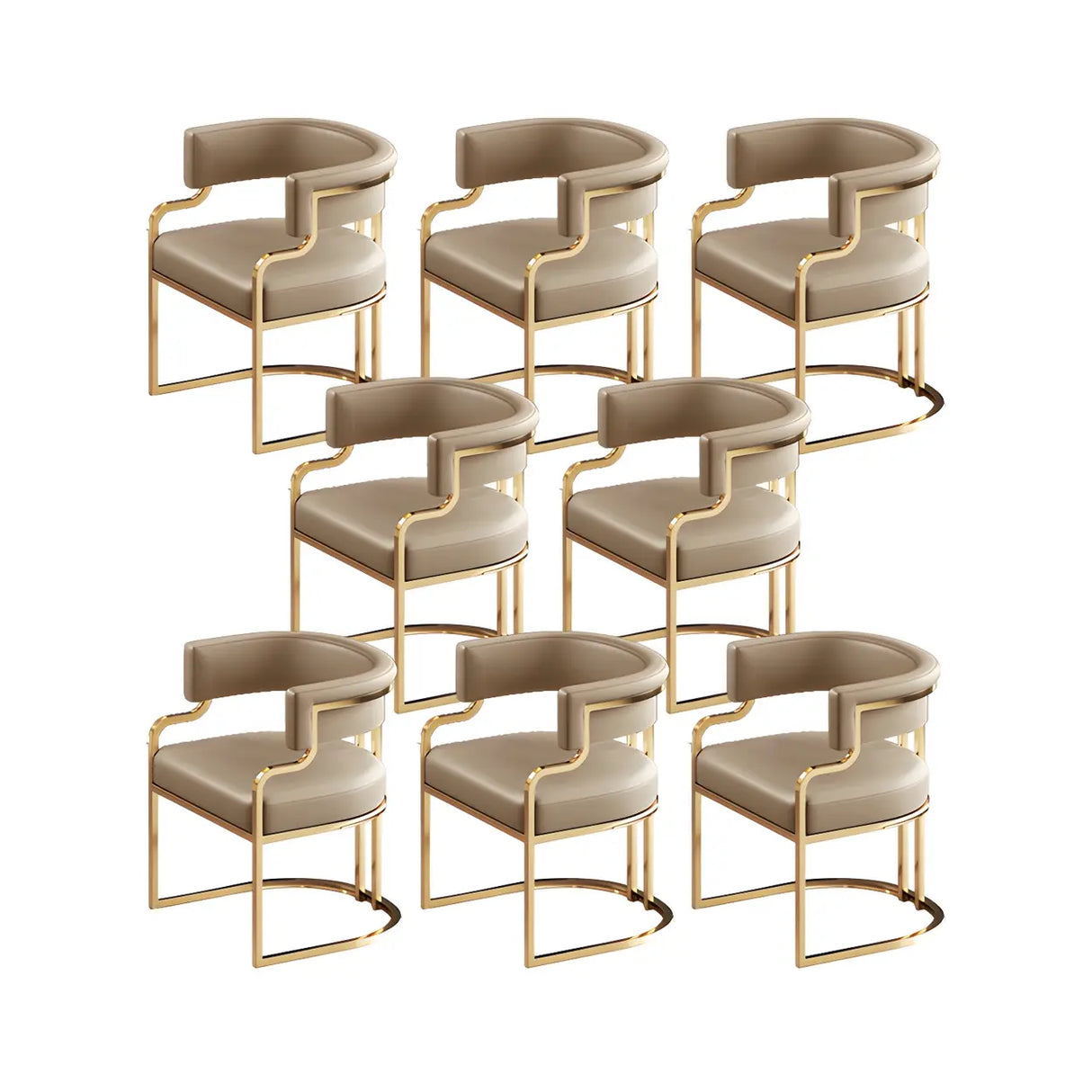 Glam Open Back Faux Leather Upholstered Arm Chair Image - 49