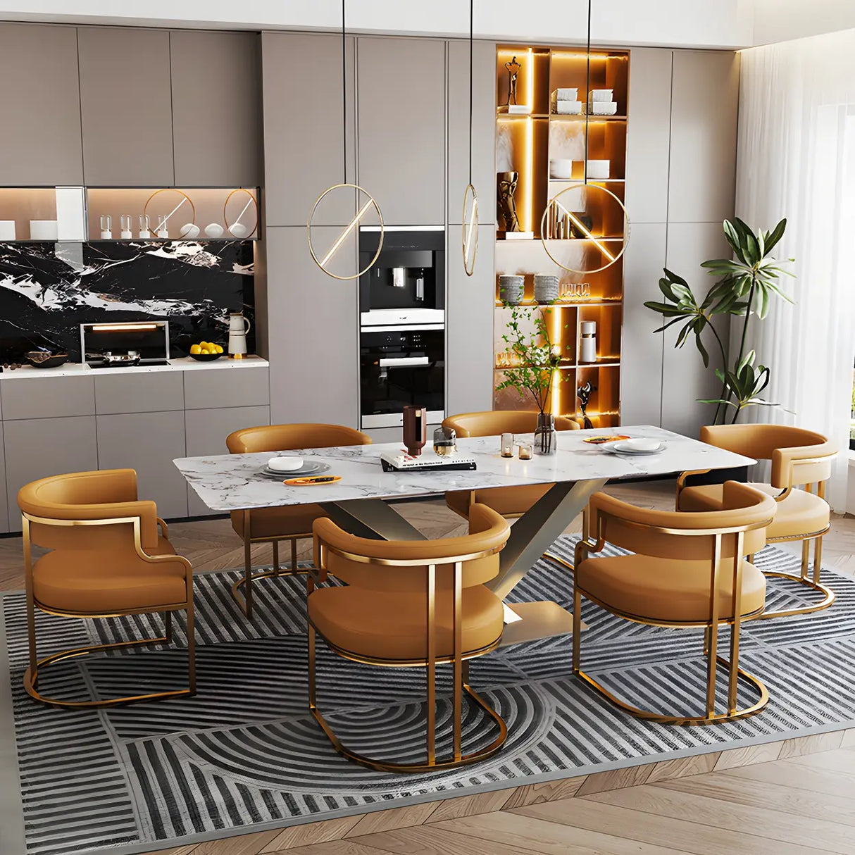 Glam Open Back Faux Leather Upholstered Arm Chair Image - 5