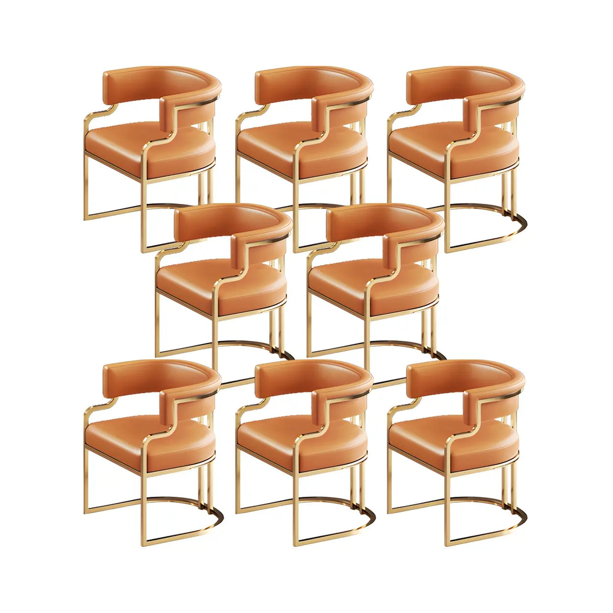 Glam Open Back Faux Leather Upholstered Arm Chair Image - 59