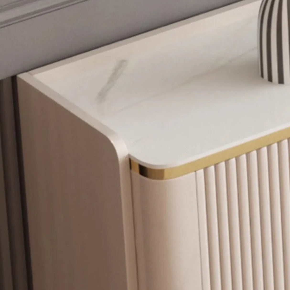 Glam Rectangle Stone TV Stand with Drawers Shelves Image - 7