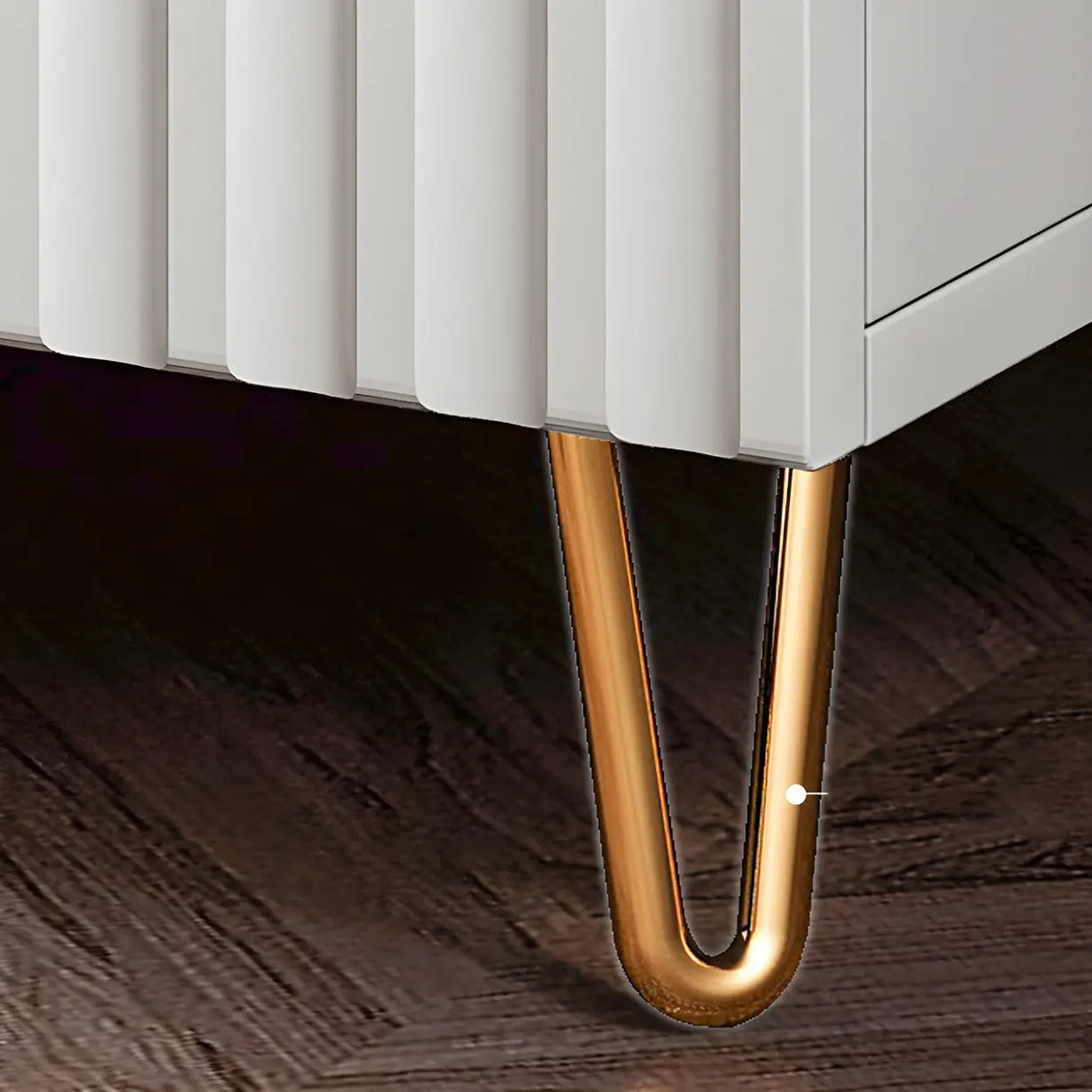 Glam Rectangular Wood White Storage Drawers Nightstand Image - 11