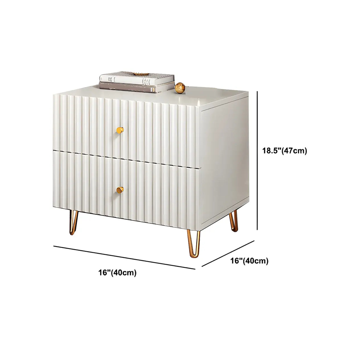 Glam Rectangular Wood White Storage Drawers Nightstand Image - 25