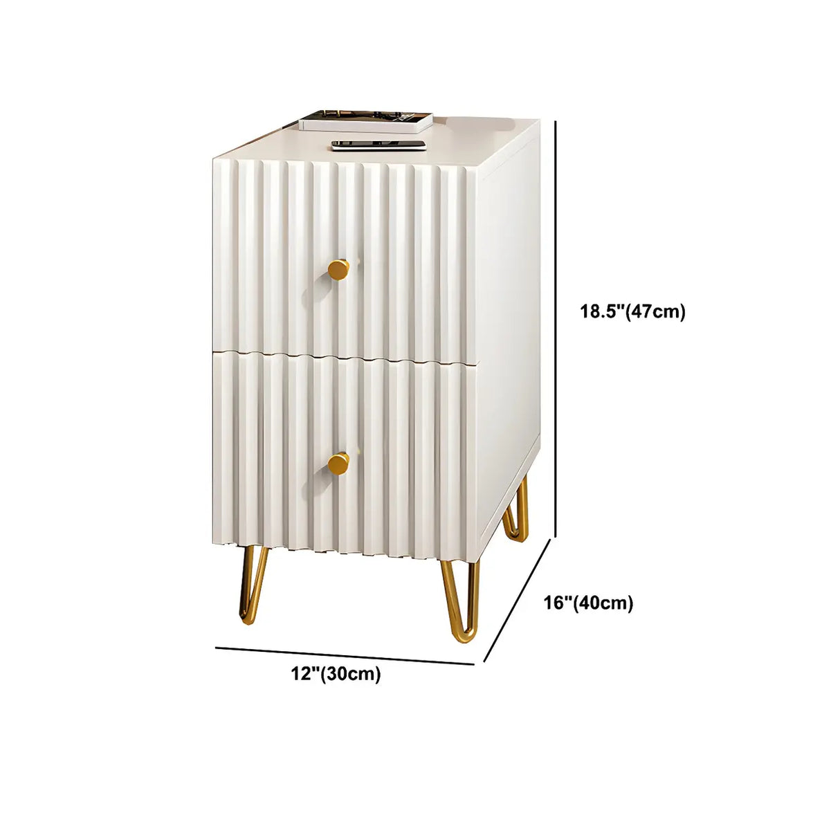 Glam Rectangular Wood White Storage Drawers Nightstand Image - 27