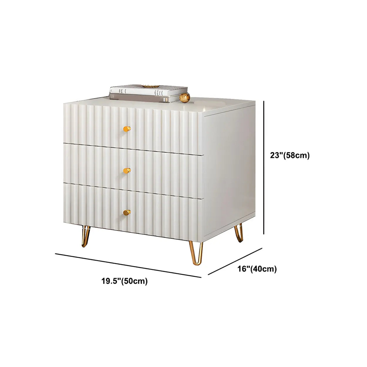 Glam Rectangular Wood White Storage Drawers Nightstand Image - 28