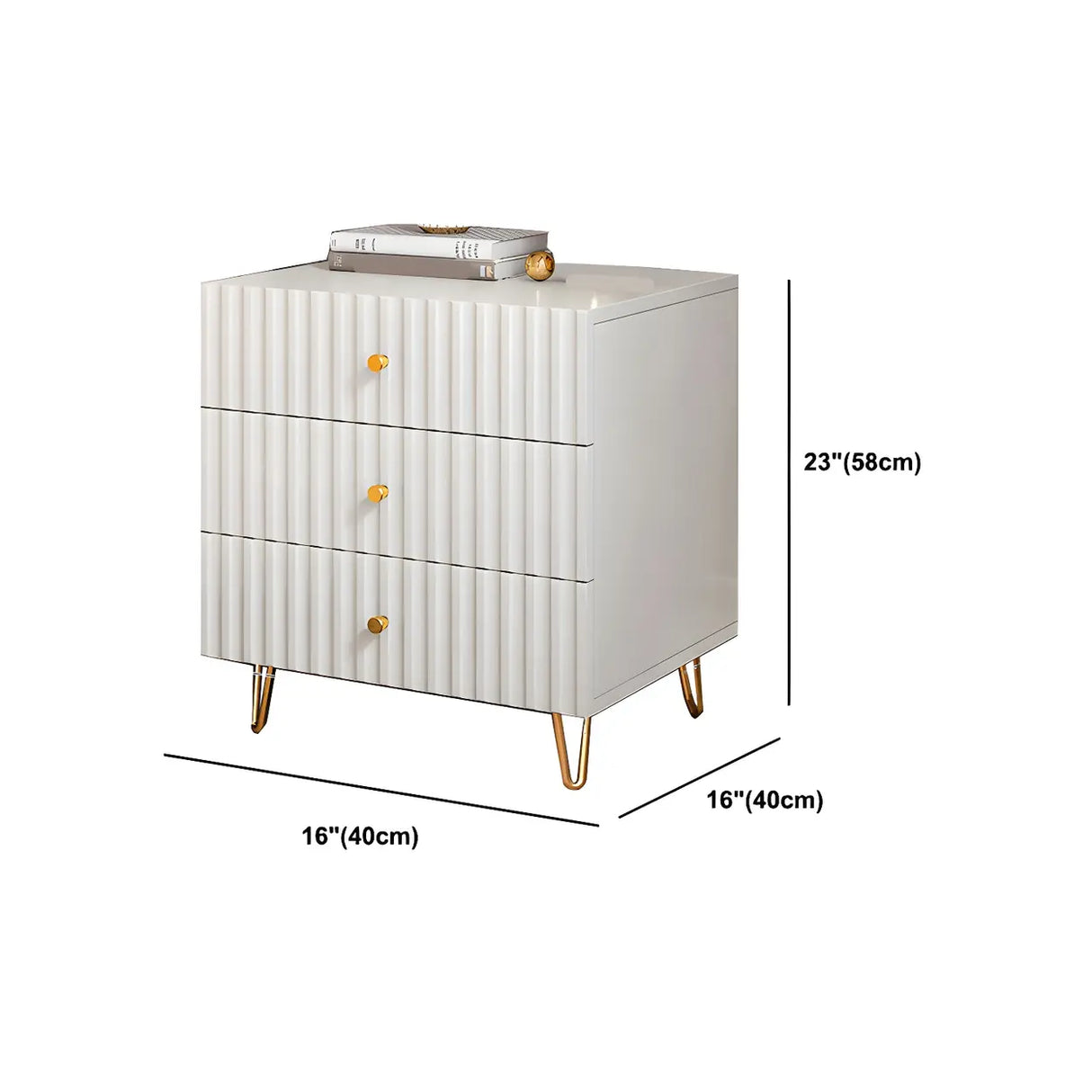 Glam Rectangular Wood White Storage Drawers Nightstand Image - 29