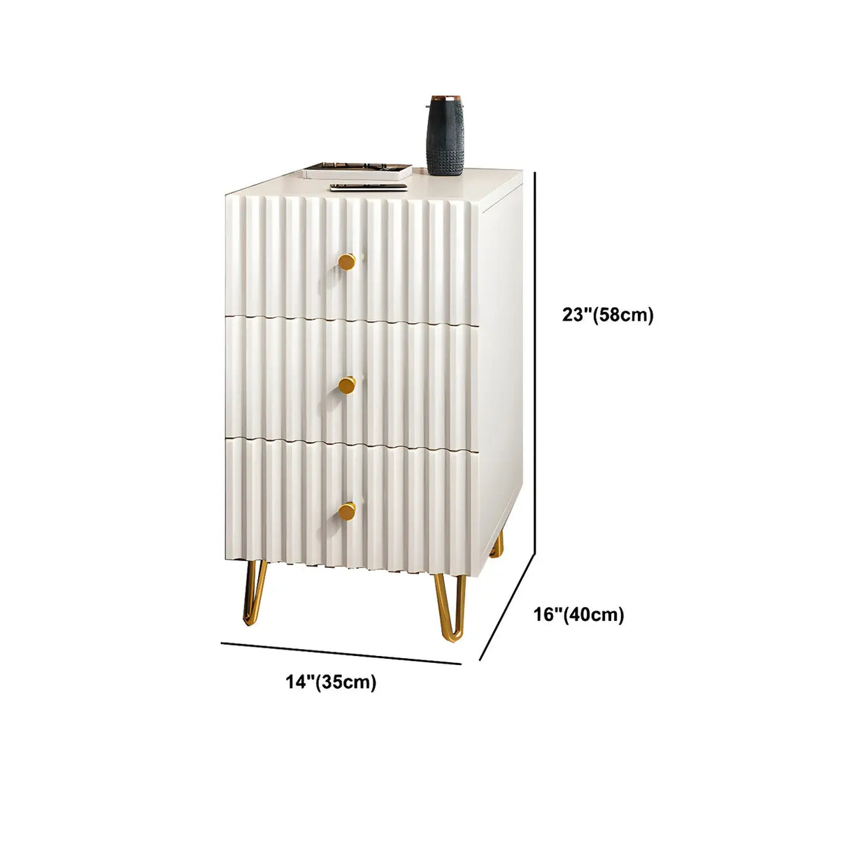 Glam Rectangular Wood White Storage Drawers Nightstand Image - 30