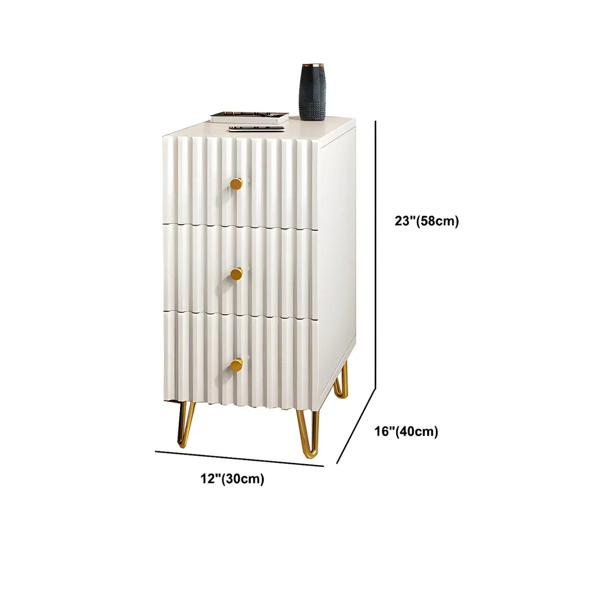 Glam Rectangular Wood White Storage Drawers Nightstand Image - 31