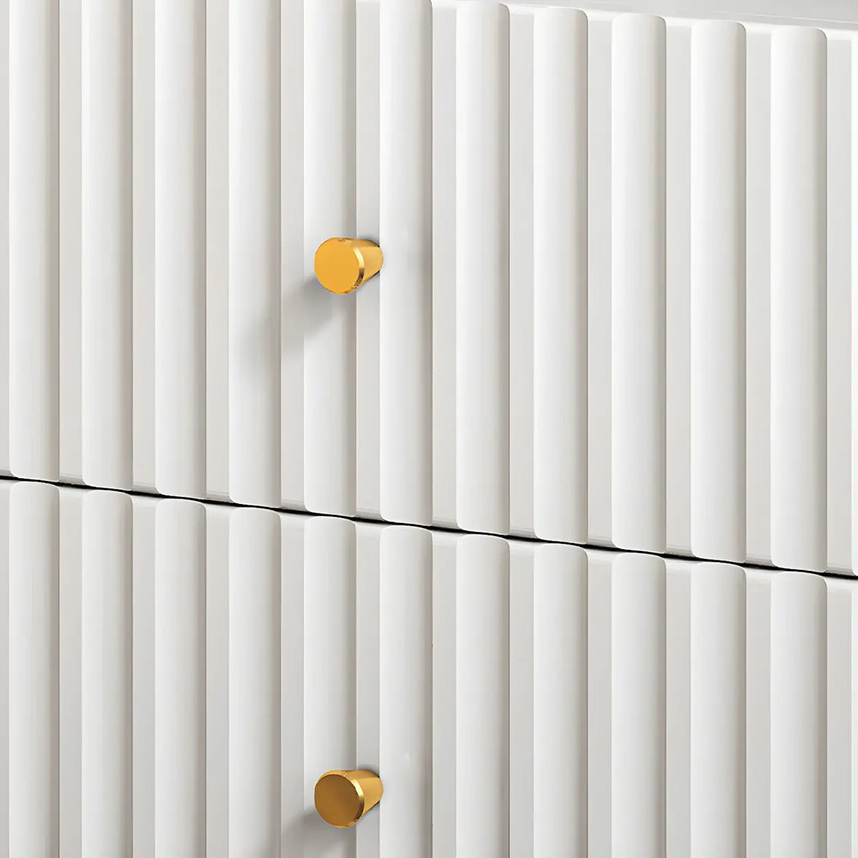 Glam Rectangular Wood White Storage Drawers Nightstand Image - 9