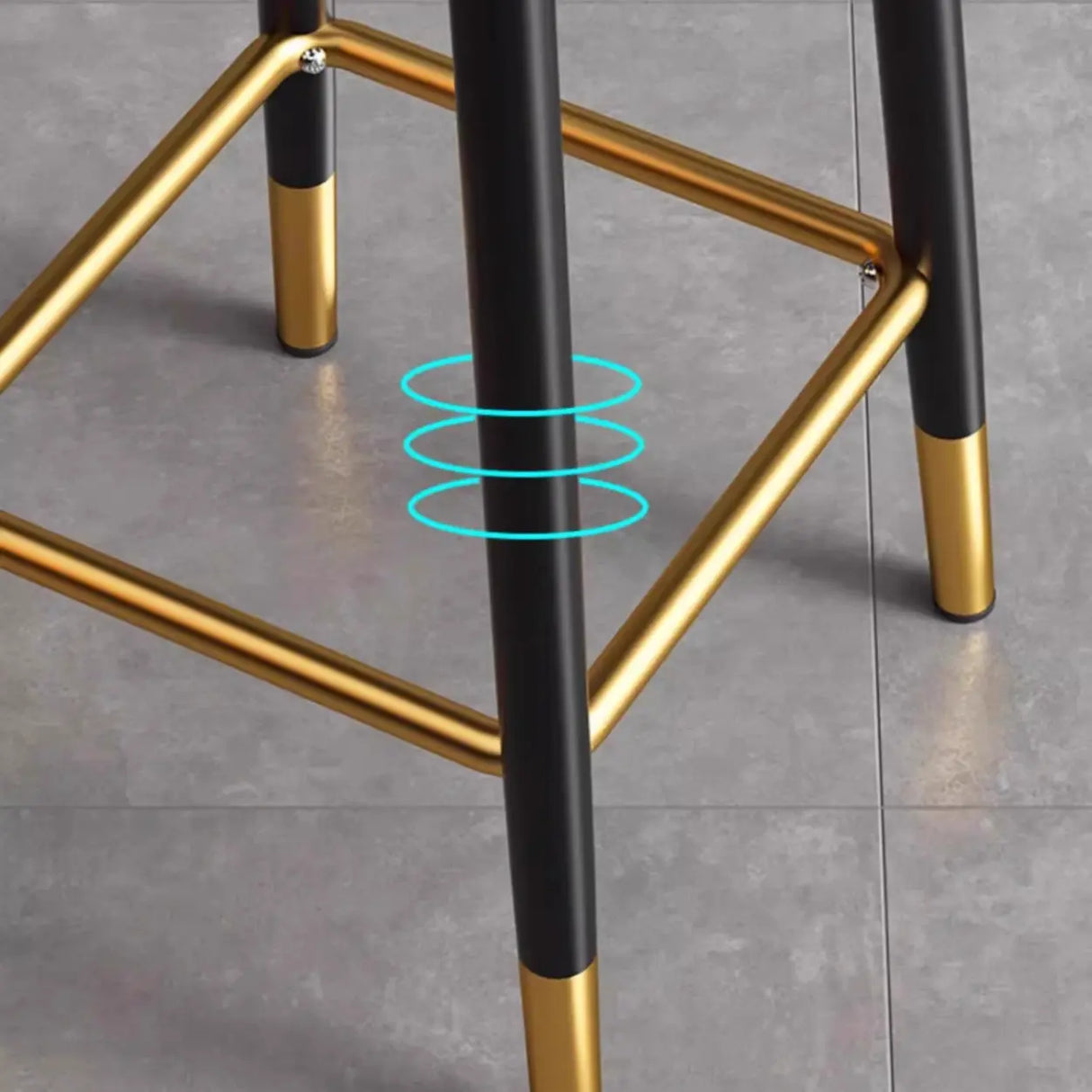 Glam Round Leather Bar Stool With Low Back and Footrest Image - 18