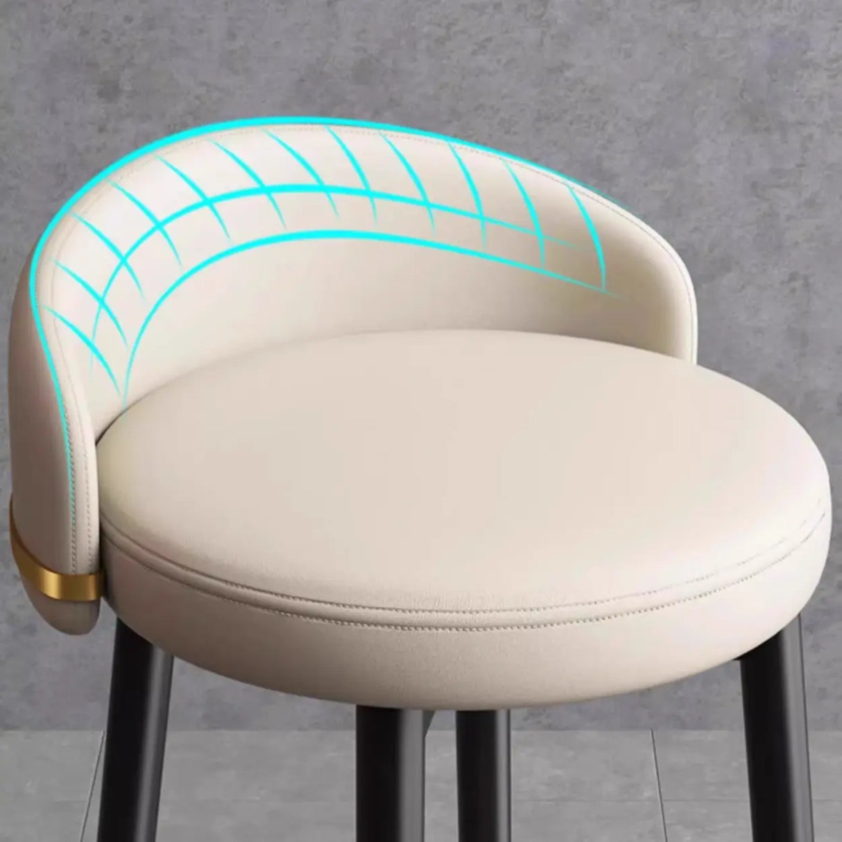 Glam Round Leather Bar Stool With Low Back and Footrest Image - 7