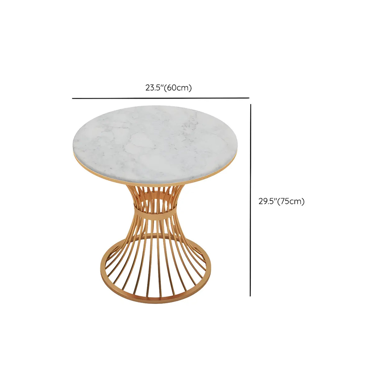 Glam Round Scratch Resistant Faux Marble Gold Dining Table Image - 10