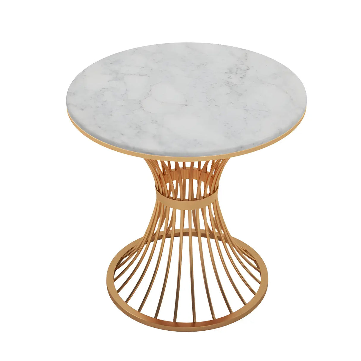Glam Round Scratch Resistant Faux Marble Gold Dining Table Image - 5