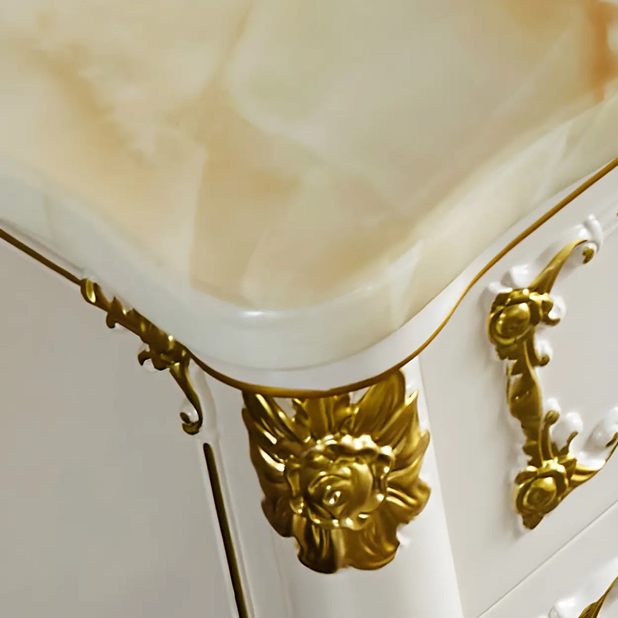 Glam Stone Oak White Wood TV Stand with Storage Image - 10