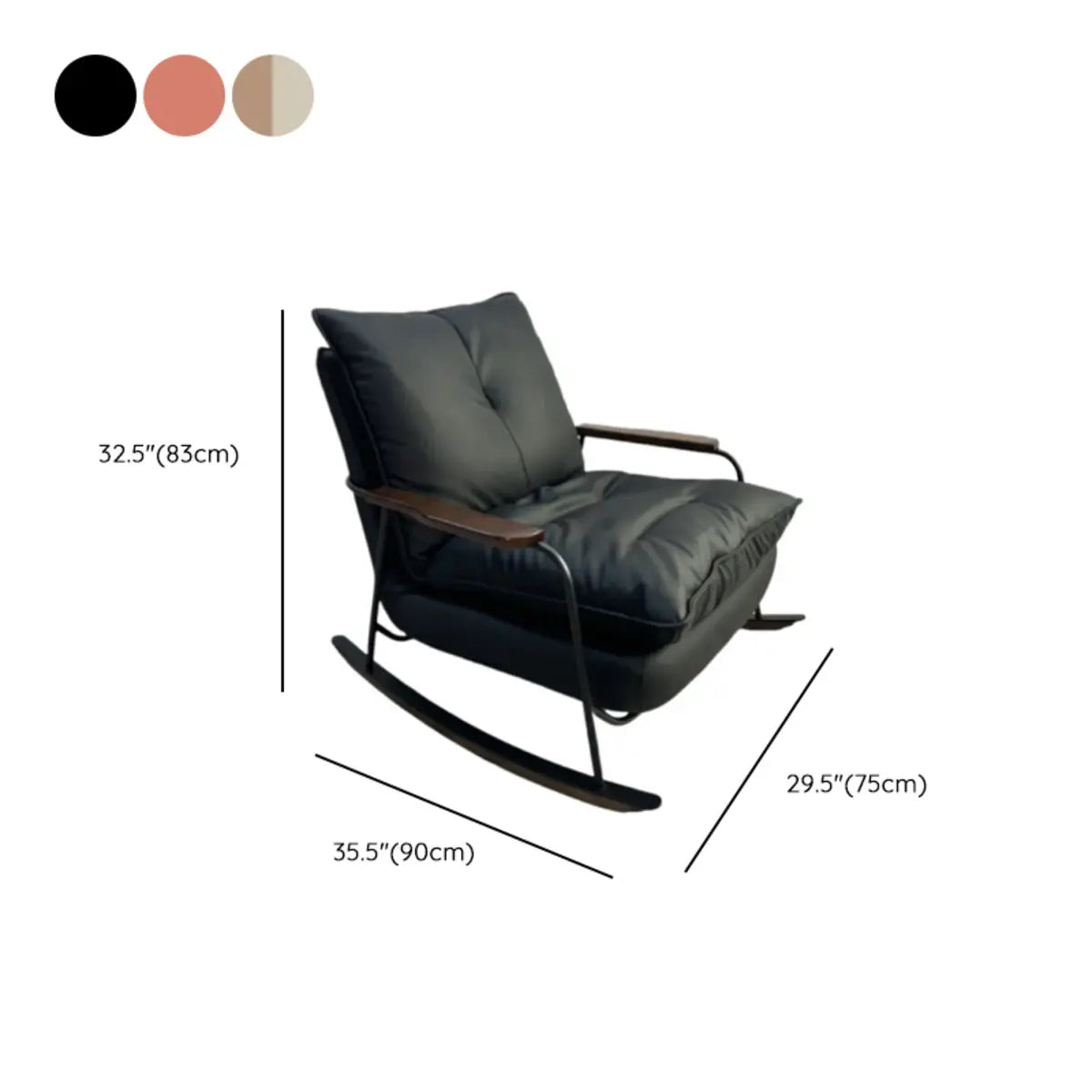 Glam Tufted Upholstered Wood Track Arms Rocking Chair