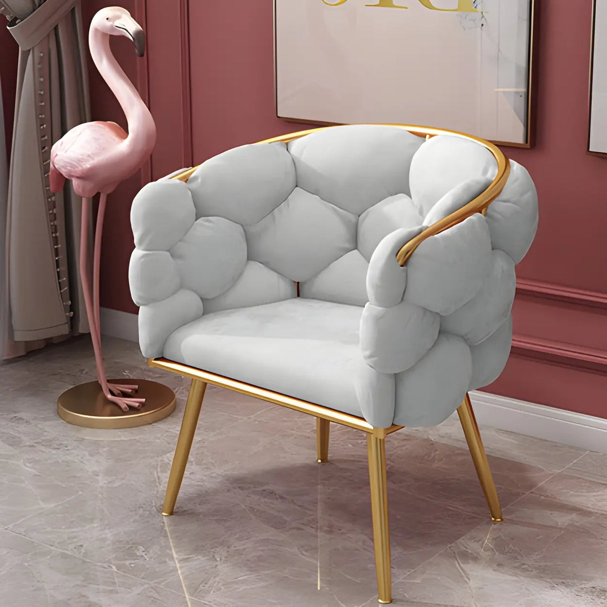 Glam Velour Velvet Low Solid Back Dining Side Chair Image - 5