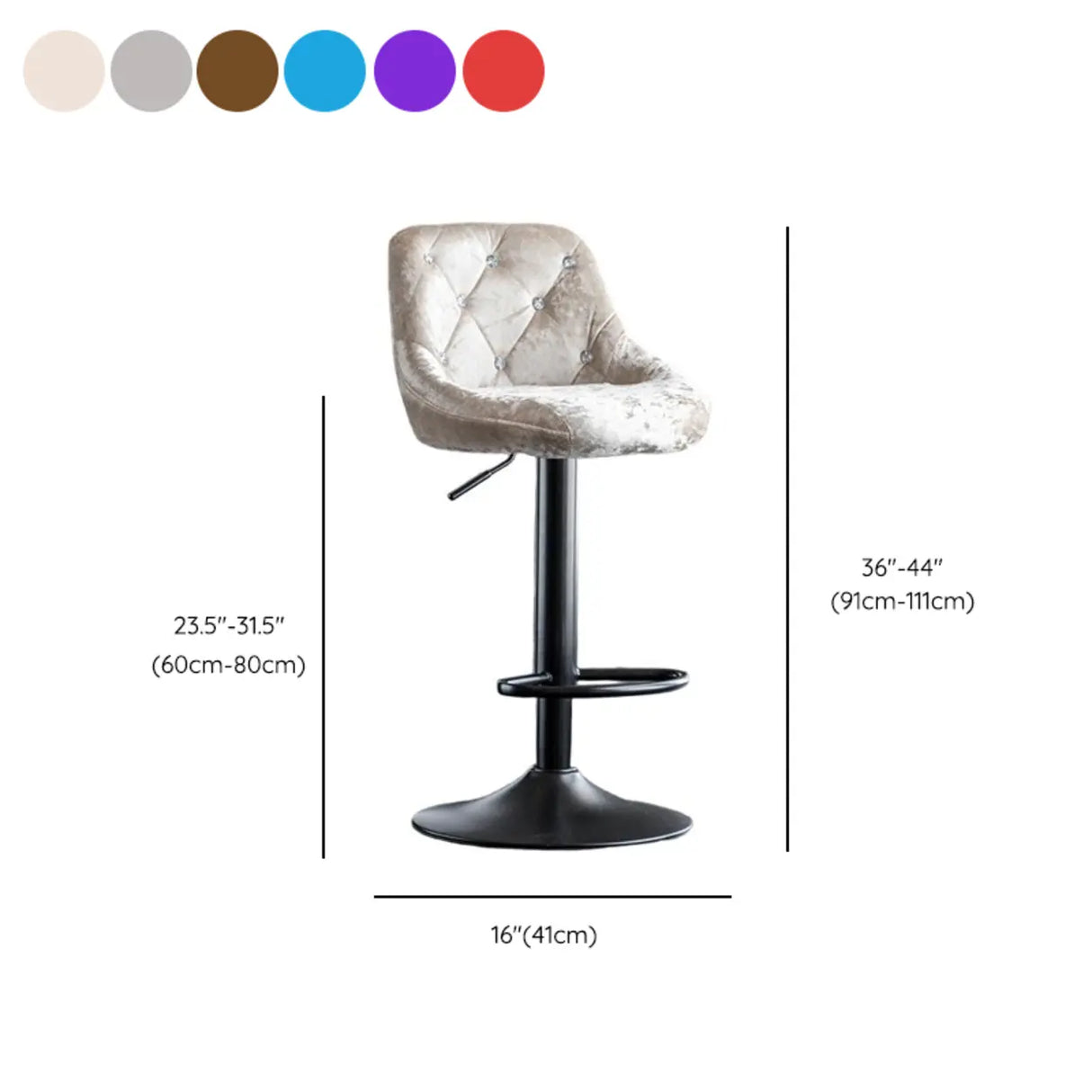 Glam Velvet Upholstered Adjustable Swivel Bucket Back Bar Stool Image - 22
