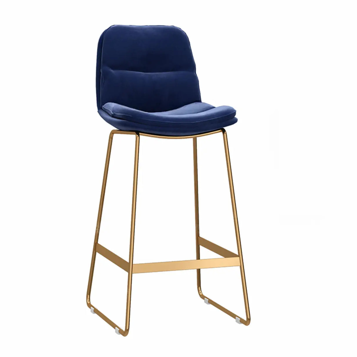 Glam Velvet Upholstered Low Back Bar Stool with Metal Frame Image - 15