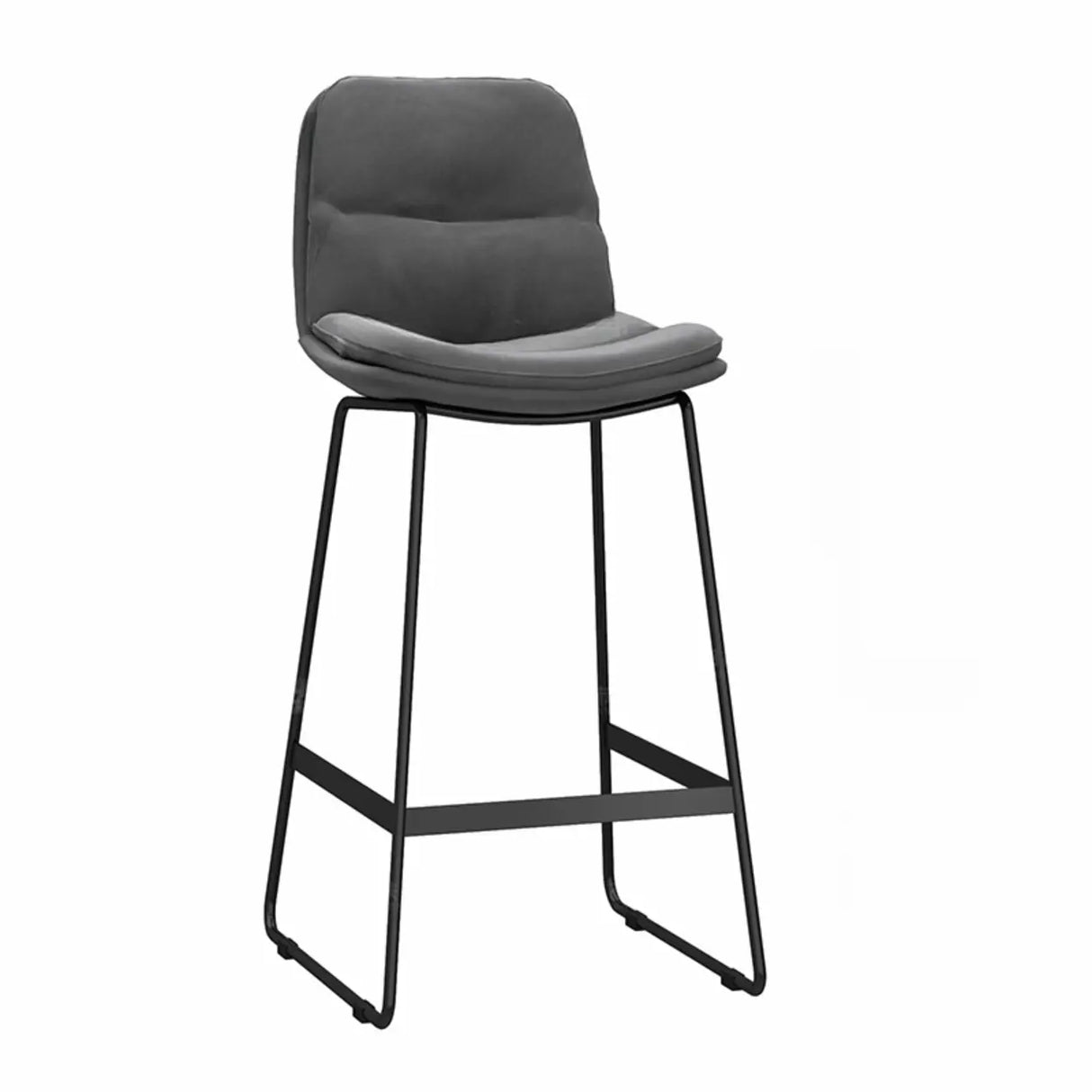 Glam Velvet Upholstered Low Back Bar Stool with Metal Frame Image - 4