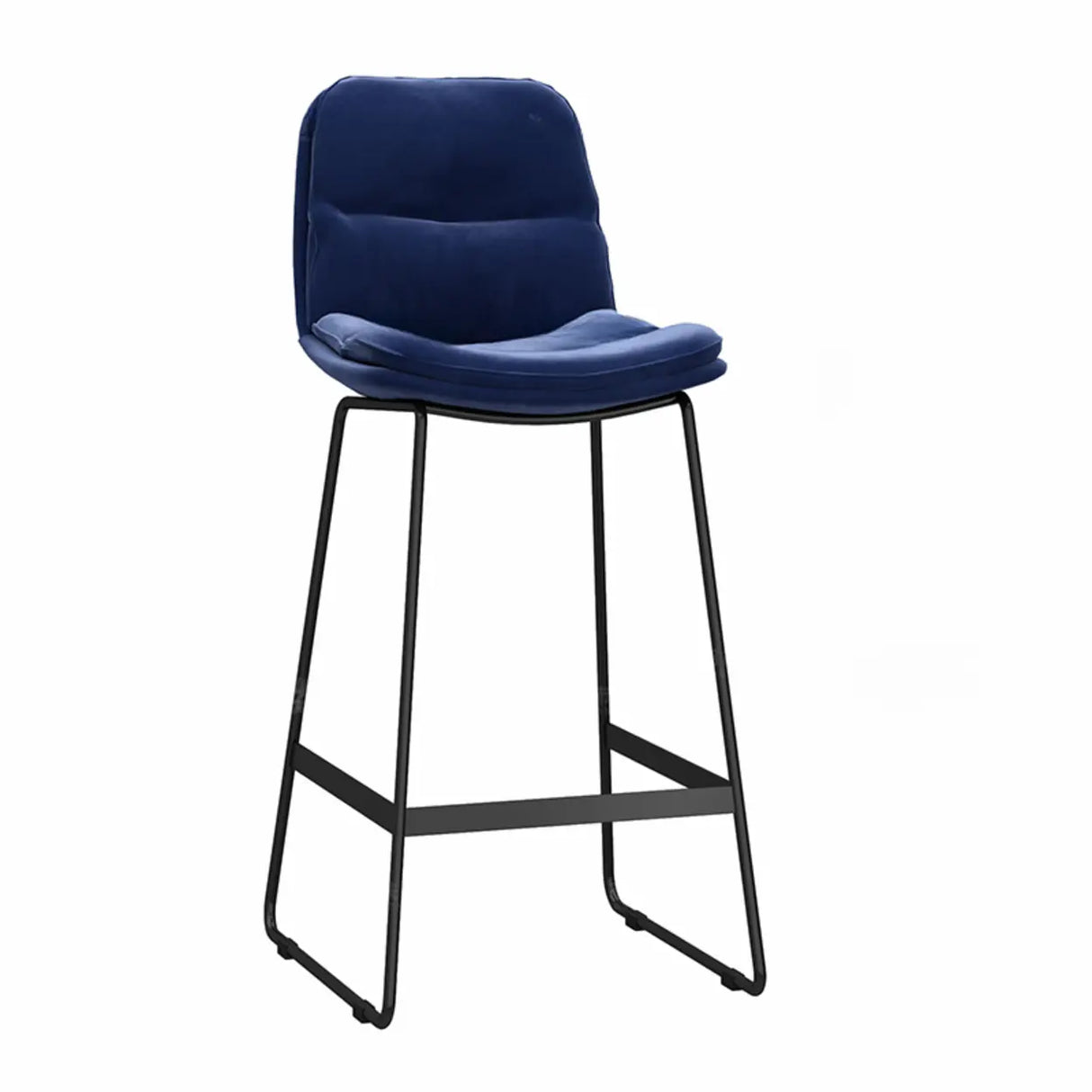 Glam Velvet Upholstered Low Back Bar Stool with Metal Frame Image - 6