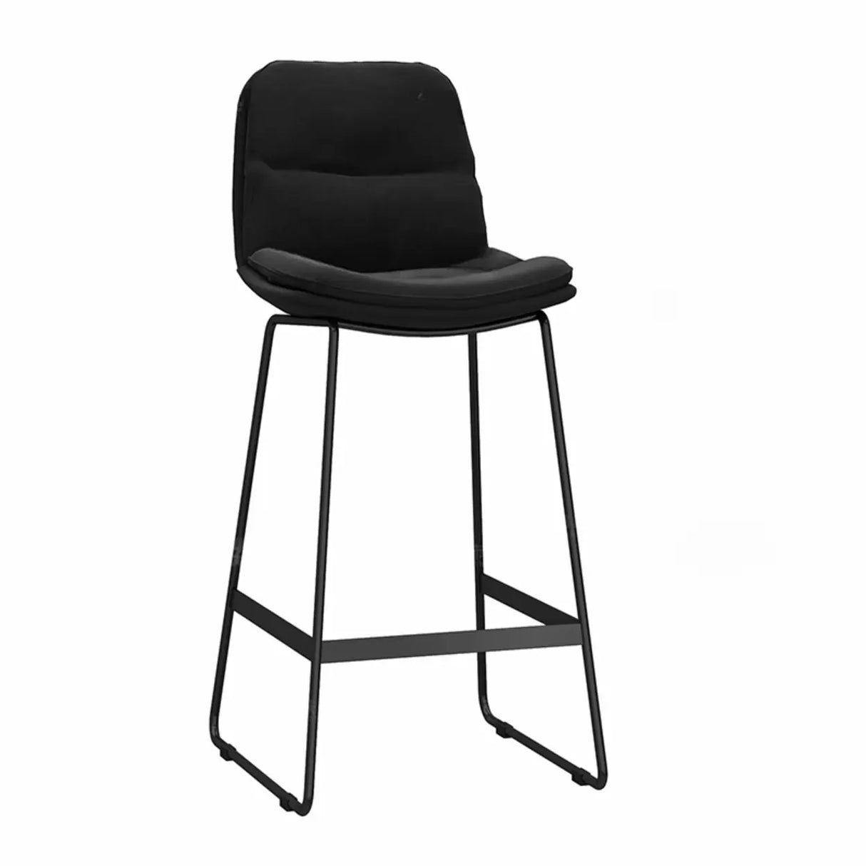 Glam Velvet Upholstered Low Back Bar Stool with Metal Frame Image - 7