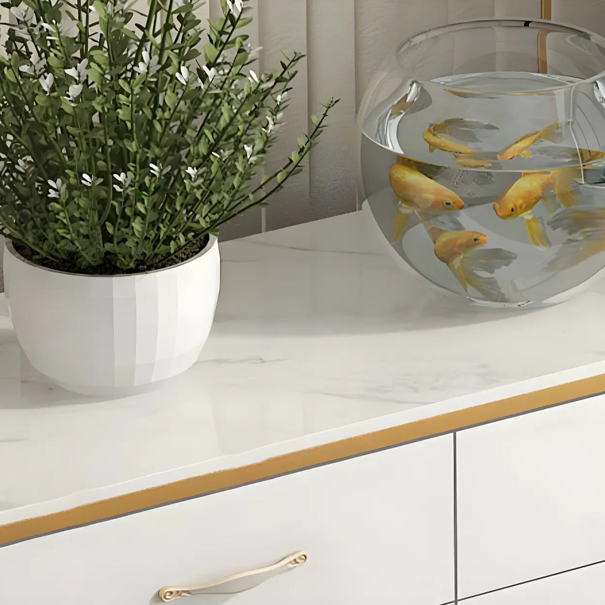 Glam Vertical White Stone Bachelor Chest with Drawers Image - 13