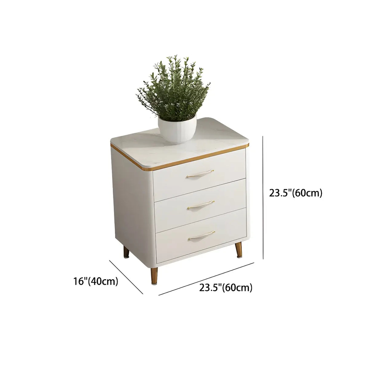 Glam Vertical White Stone Bachelor Chest with Drawers