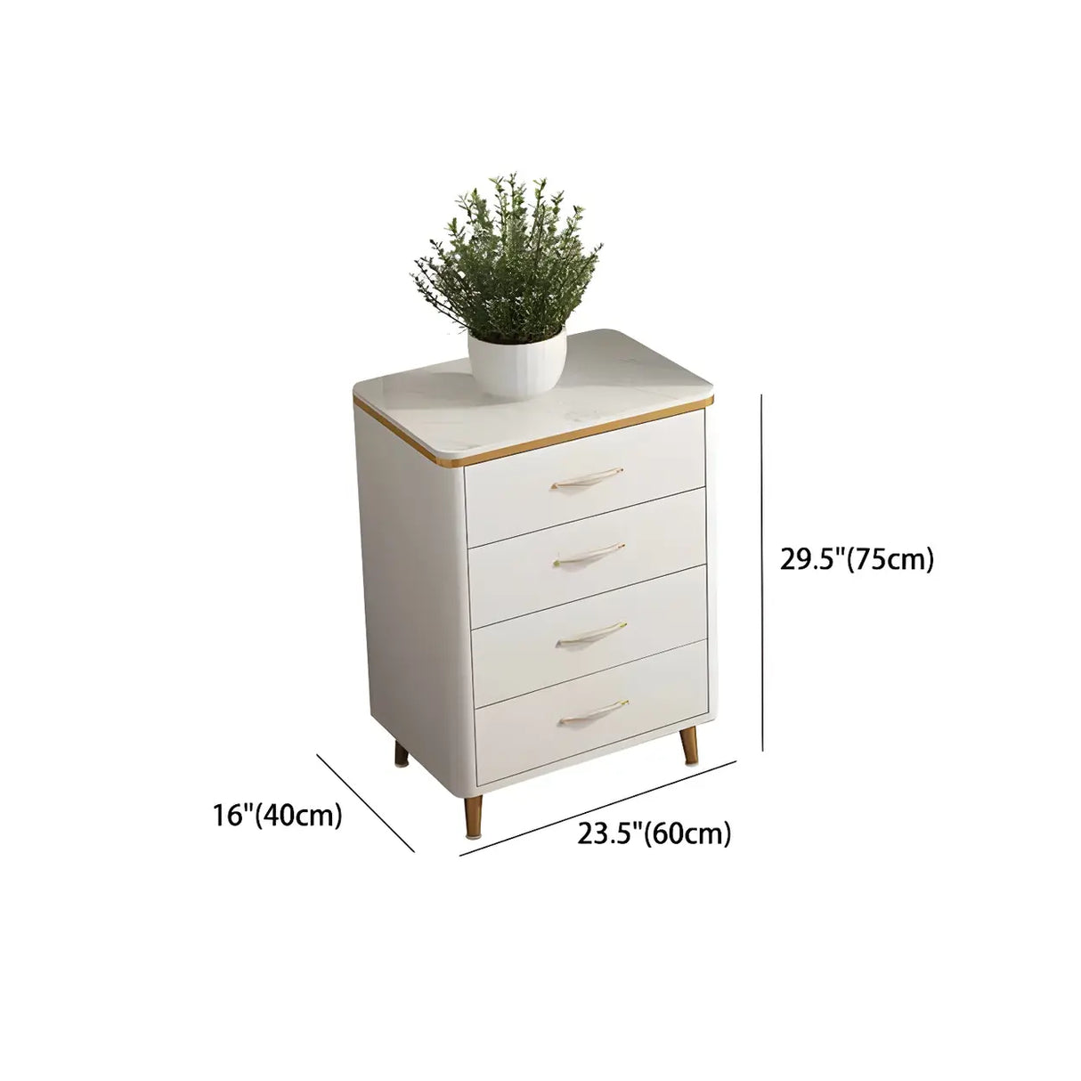 Glam Vertical White Stone Bachelor Chest with Drawers Image - 15