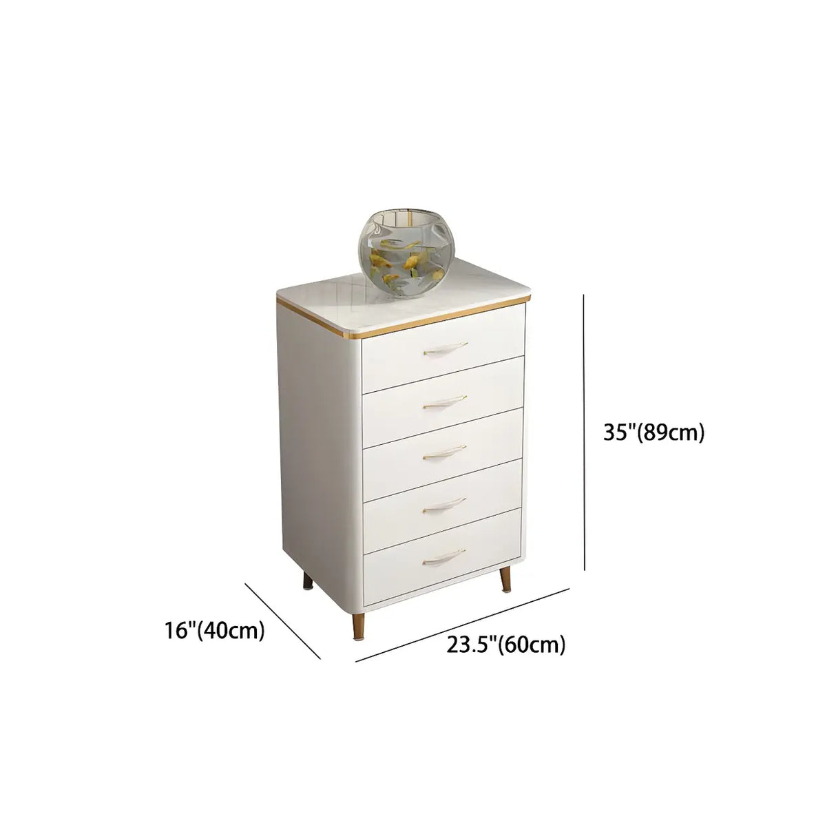 Glam Vertical White Stone Bachelor Chest with Drawers Image - 16