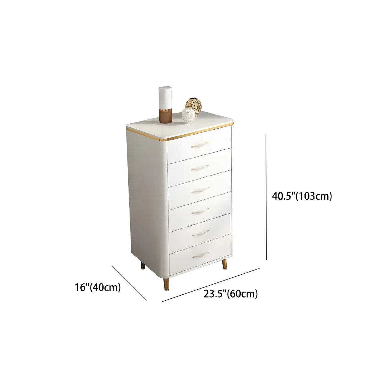 Glam Vertical White Stone Bachelor Chest with Drawers Image - 17