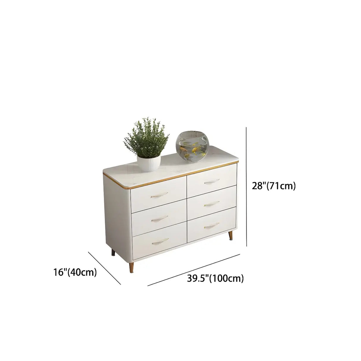 Glam Vertical White Stone Bachelor Chest with Drawers Image - 18