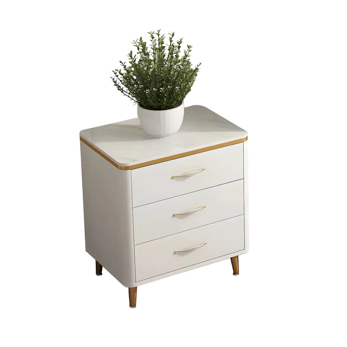 Glam Vertical White Stone Bachelor Chest with Drawers Image - 2