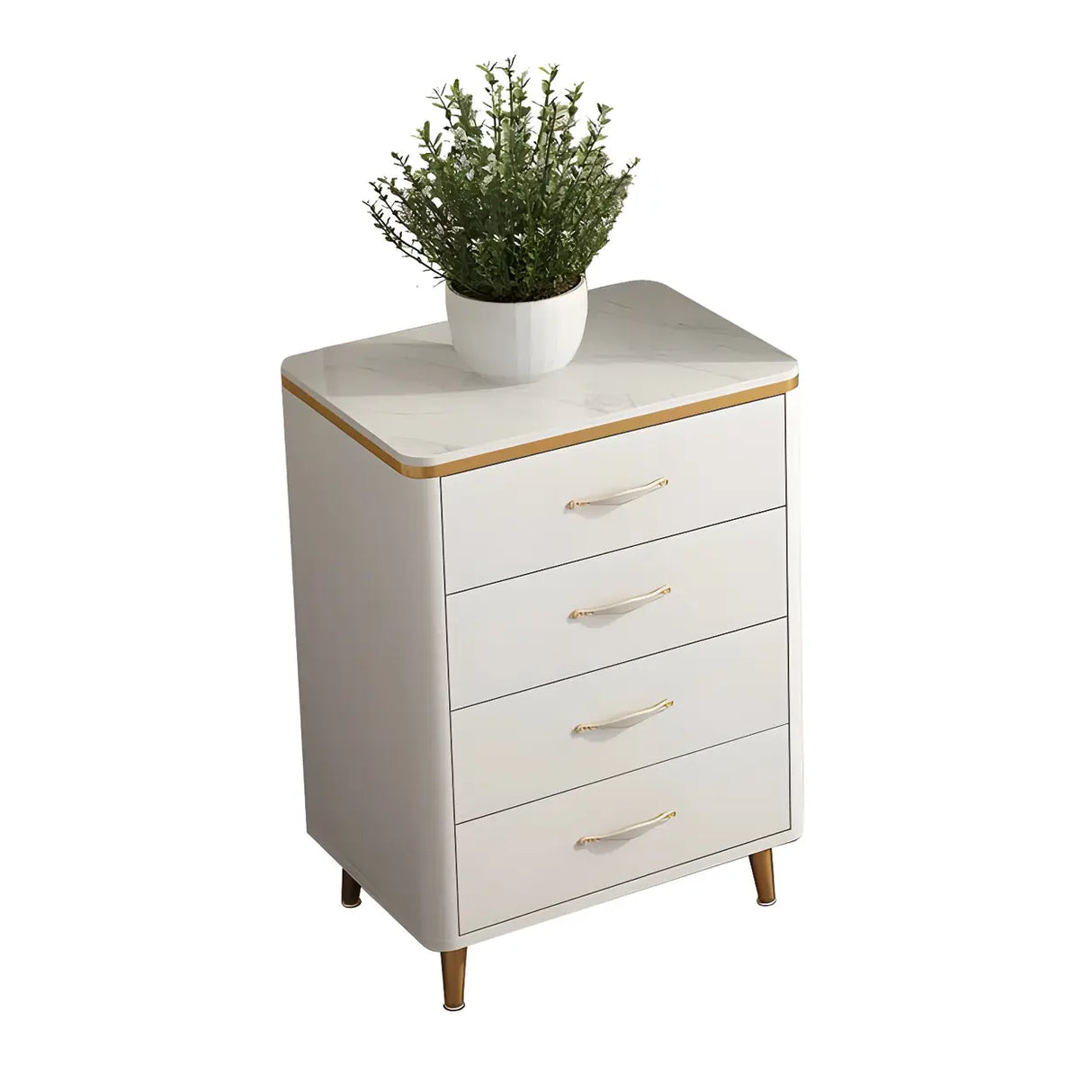 Glam Vertical White Stone Bachelor Chest with Drawers Image - 3