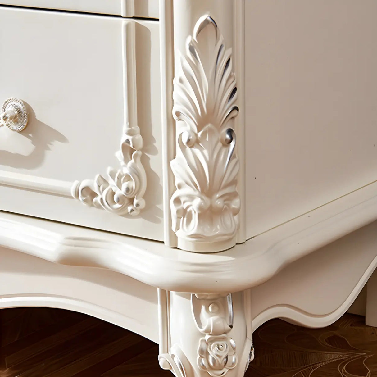 Glam Vertical White Wood Combo Dresser for Drawers Image - 11