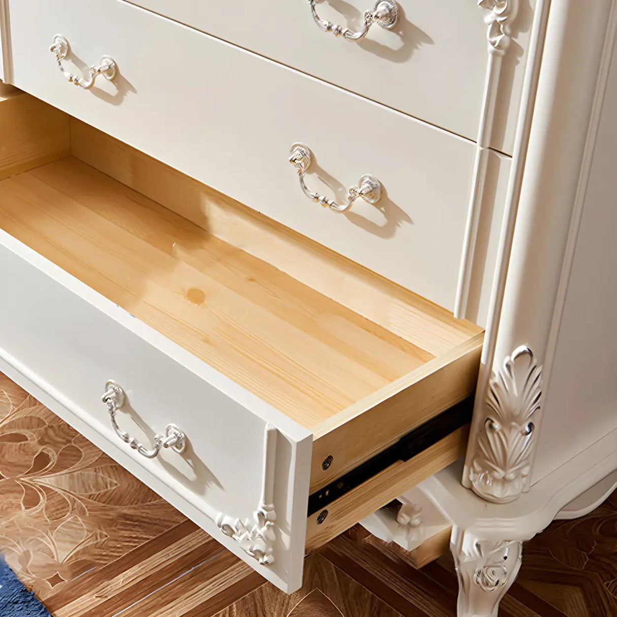 Glam Vertical White Wood Combo Dresser for Drawers Image - 12