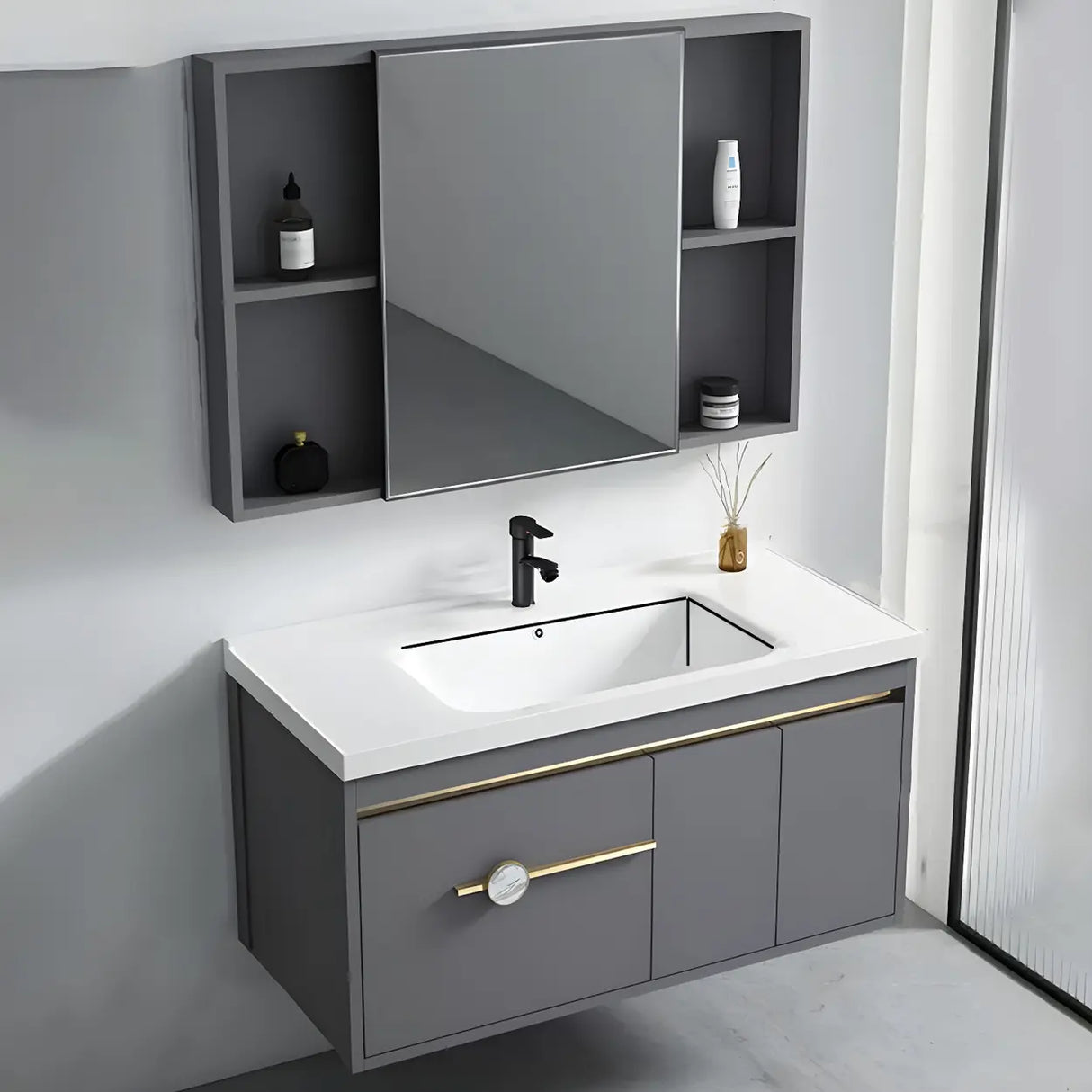 Glam Warp Resistant Wall Mount Faucet Bathroom Vanity Set Image - 12